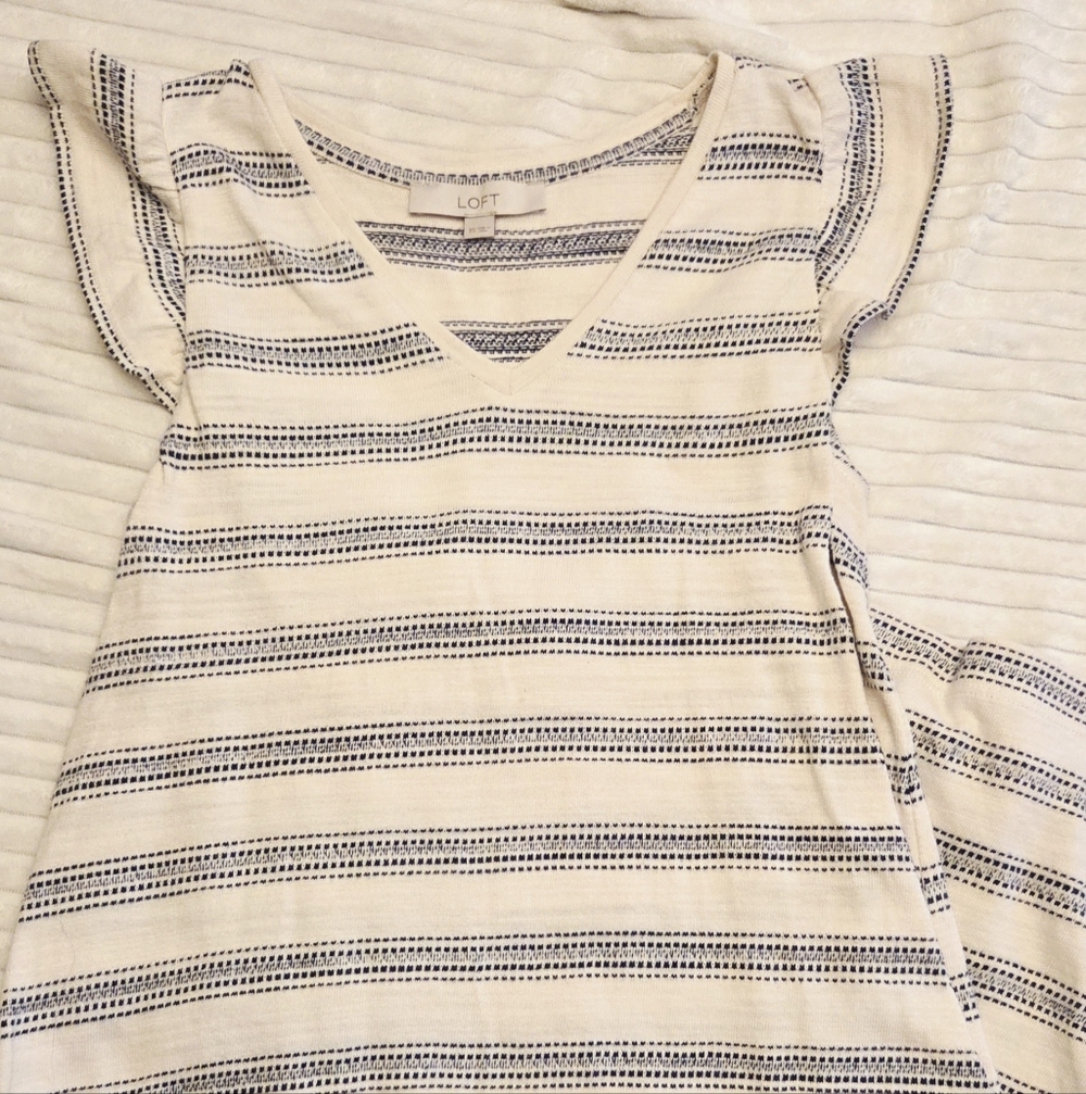 LOFT V-Neck Knit Dress With Flutter Sleeves